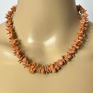 Vintage statement faux coral necklace 17"